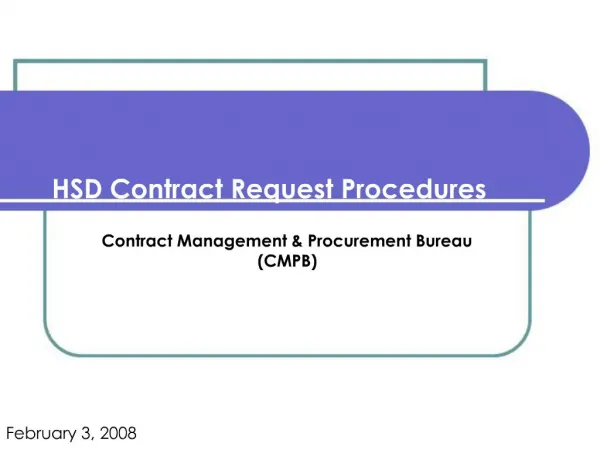 Contract Management Procurement Bureau CMPB