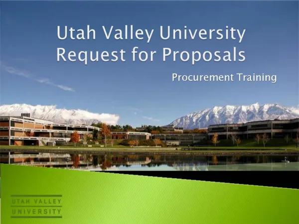 Utah Valley University Request for Proposals
