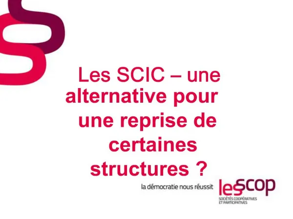 Les SCIC une alternative pour une reprise de certaines structures