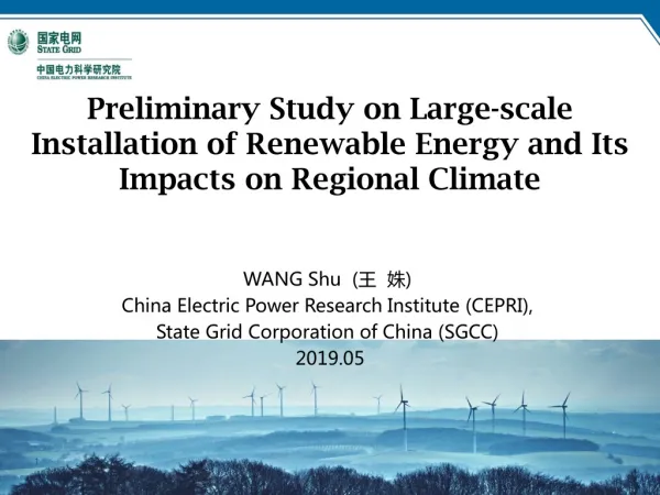 WANG Shu ( 王 姝 ) China Electric Power Research Institute ( CEPRI ),