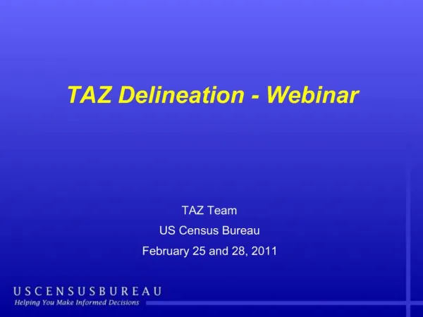 TAZ Delineation - Webinar