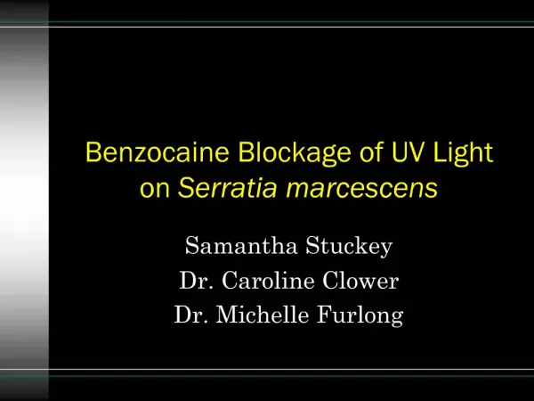 Benzocaine Blockage of UV Light on Serratia marcescens