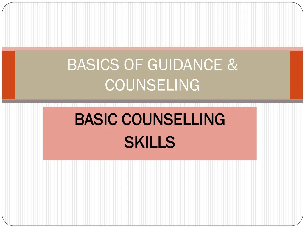 basics of guidance counseling