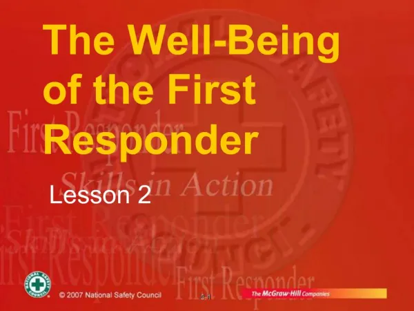 The Well-Being of the First Responder