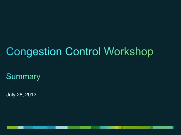 Congestion Control Workshop Summary