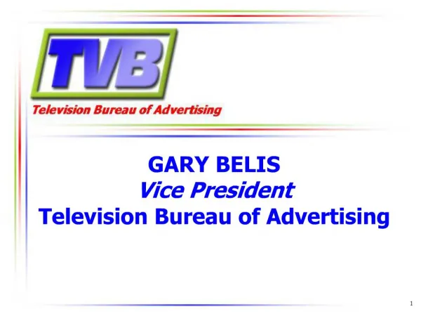 GARY BELIS Vice President Television Bureau of Advertising