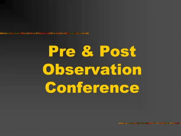 Pre Post Observation Conference