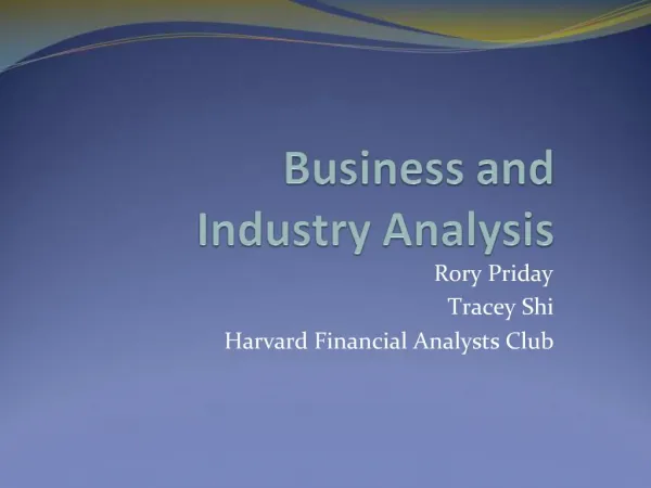 Business and Industry Analysis