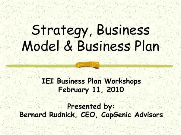 Strategy, Business Model Business Plan
