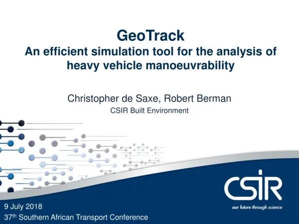 GeoTrack An efficient simulation tool for the analysis of heavy vehicle manoeuvrability