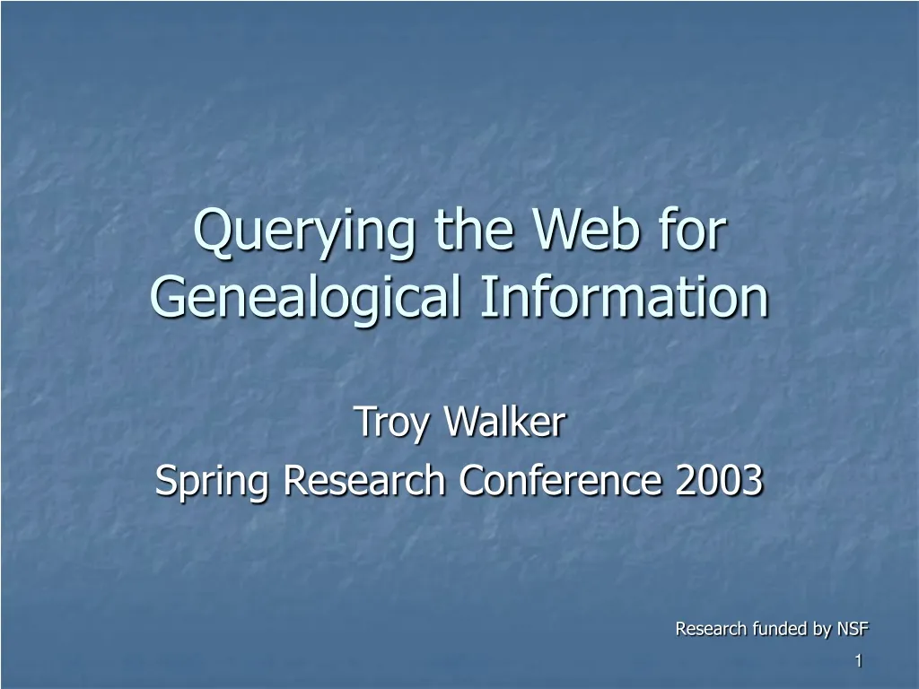 querying the web for genealogical information