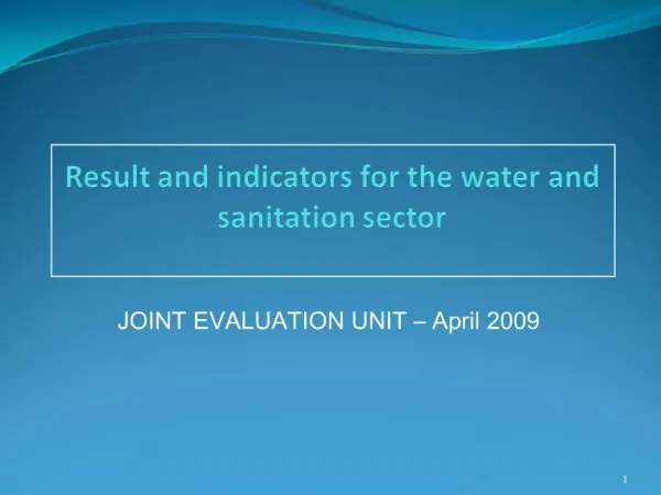 Result and indicators for the water and sanitation sector