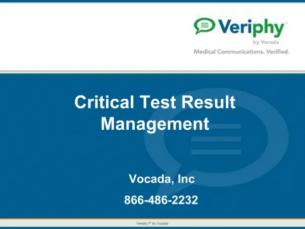 Critical Test Result Management