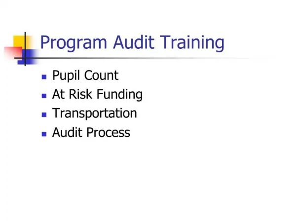 Program Audit Training