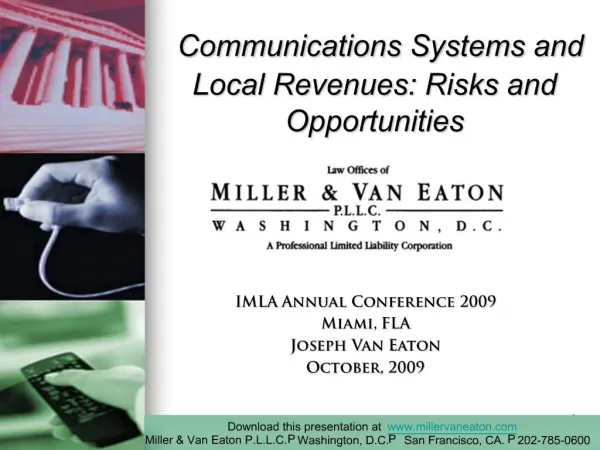 Communications Systems and Local Revenues: Risks and Opportunities