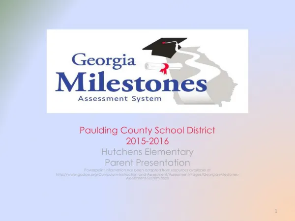 Paulding County School District 2015-2016 Hutchens Elementary Parent Presentation