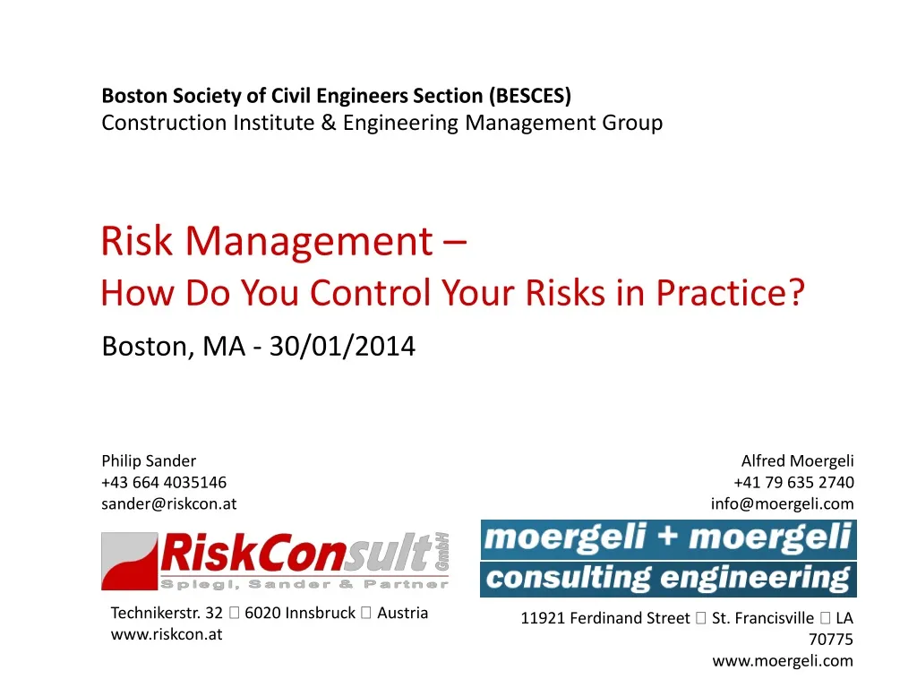 risk management how do you control your risks in practice