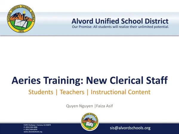 Aeries Training: New Clerical Staff