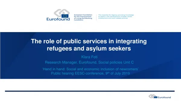 The role of public services in integrating refugees and asylum seekers