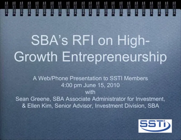 SBA s RFI on High-Growth Entrepreneurship