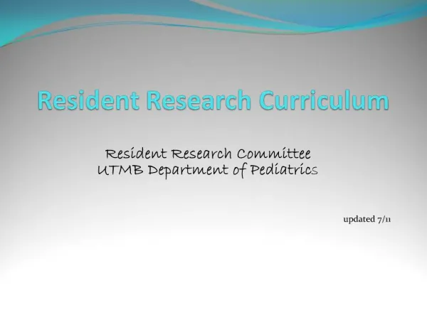 Resident Research Curriculum