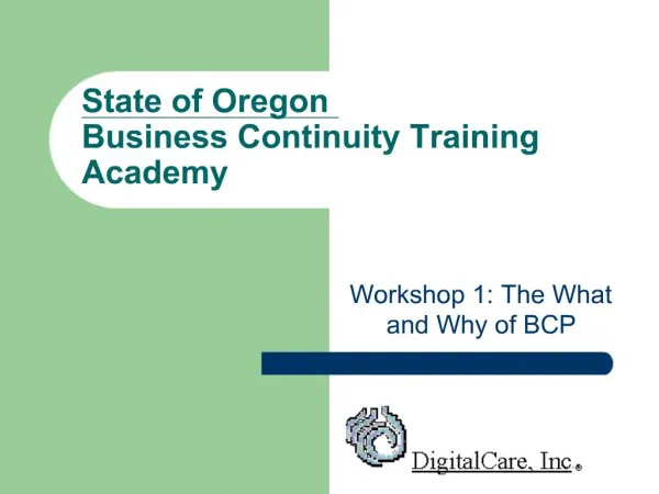 State of Oregon Business Continuity Training Academy