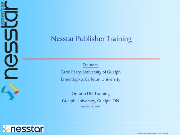 Nesstar Publisher Training