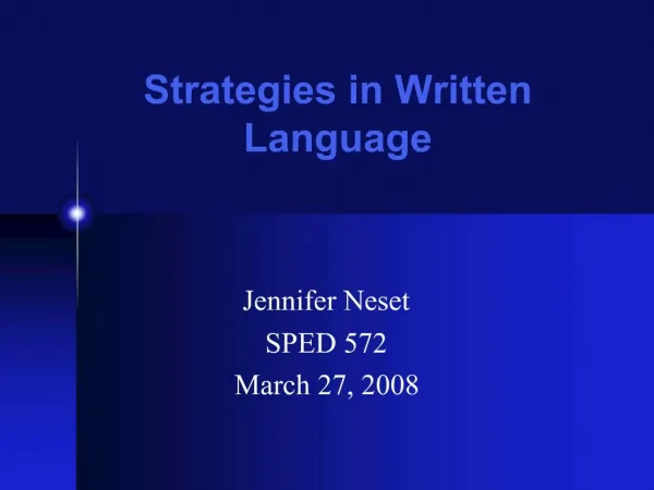 Strategies in Written Language
