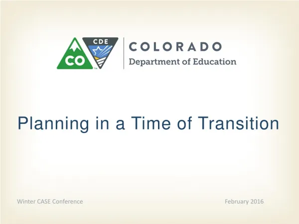 Planning in a Time of Transition