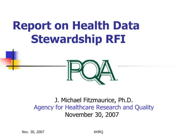 Report on Health Data Stewardship RFI
