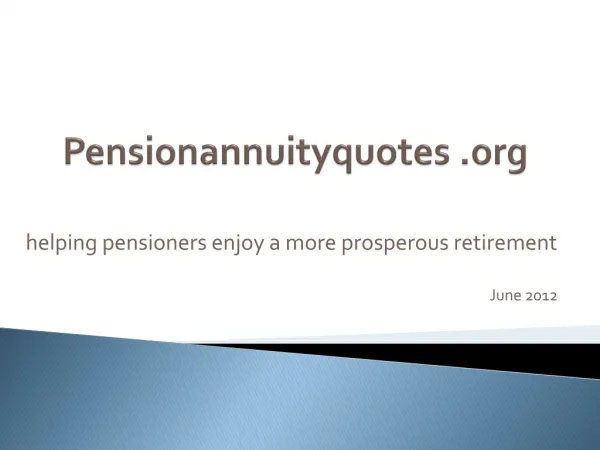Pension Annuity Quotes