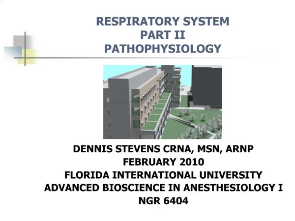 RESPIRATORY SYSTEM PART II PATHOPHYSIOLOGY