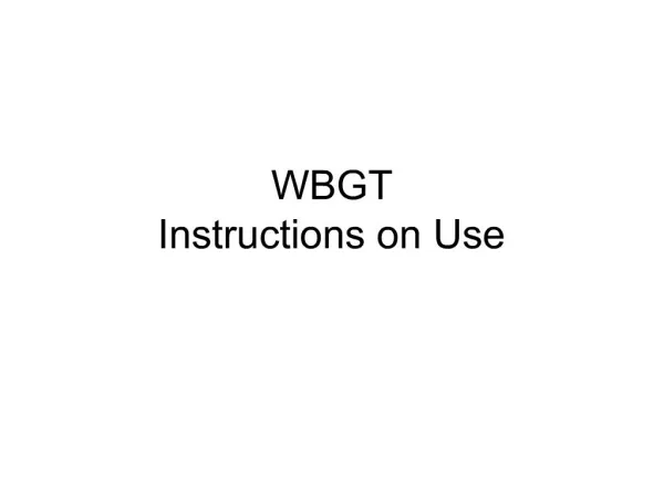 WBGT Instructions on Use