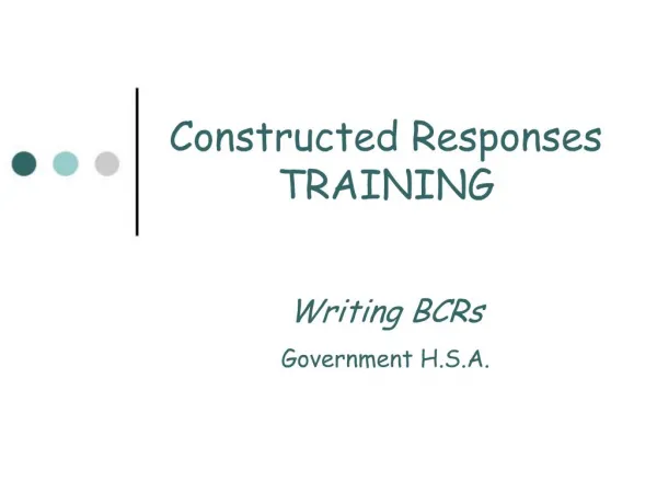 Constructed Responses TRAINING