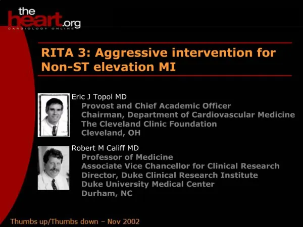RITA 3: Aggressive intervention for Non-ST elevation MI