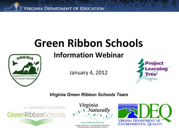 Green Ribbon Schools Information Webinar January 4, 2012