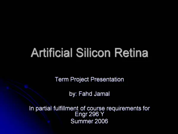 Artificial Silicon Retina