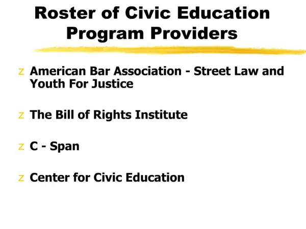 Roster of Civic Education Program Providers