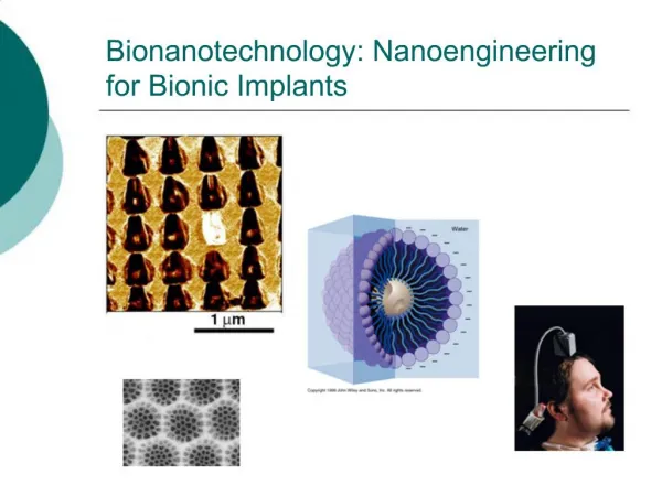 Bionanotechnology: Nanoengineering for Bionic Implants