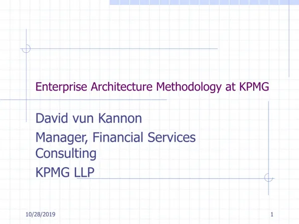 Enterprise Architecture Methodology at KPMG