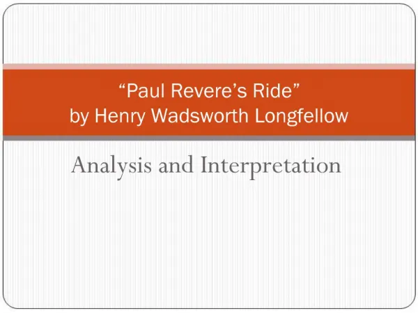 Paul Revere s Ride by Henry Wadsworth Longfellow