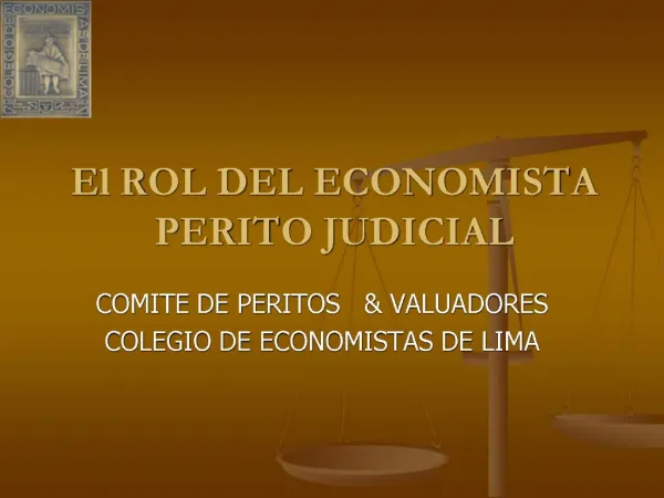 El ROL DEL ECONOMISTA PERITO JUDICIAL