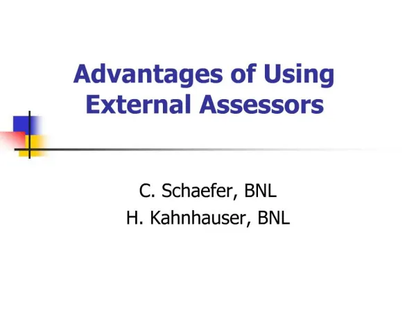 Advantages of Using External Assessors