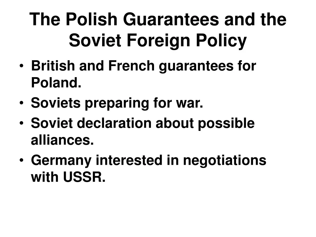 the polish guarantees and the soviet foreign policy