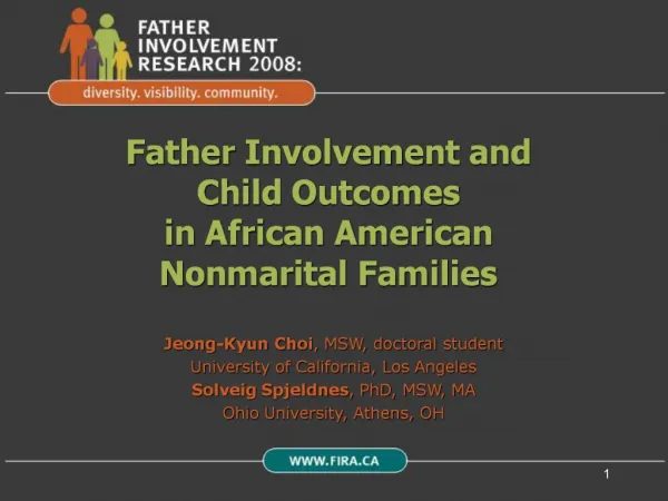 Father Involvement and Child Outcomes in African American Nonmarital Families