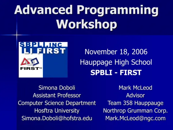 Advanced Programming Workshop