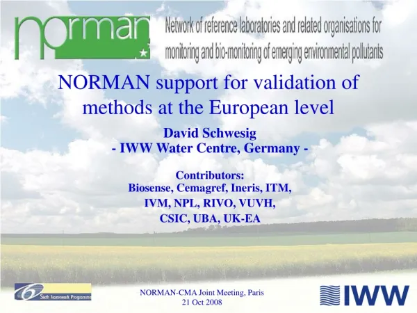 NORMAN support for validation of methods at the European level