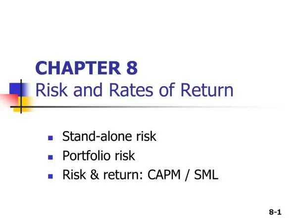 CHAPTER 8 Risk and Rates of Return