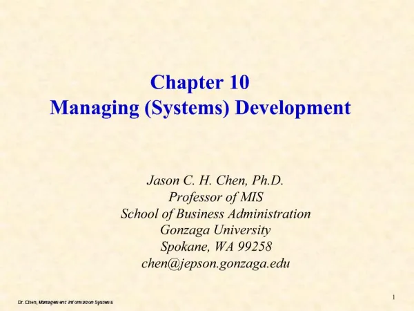 Chapter 10 Managing Systems Development
