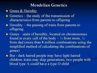 Mendelian Genetics - slide 1